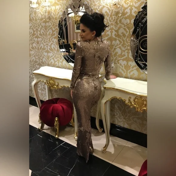 Dresses | Rose Gold Sequin Evening Gown | Poshmark
